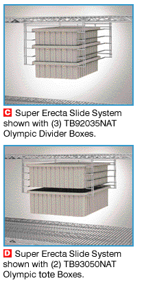slide sustem for tote boxes