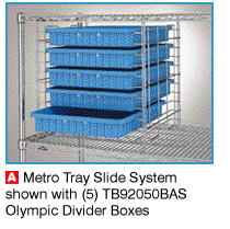 tray slides for tote boxes